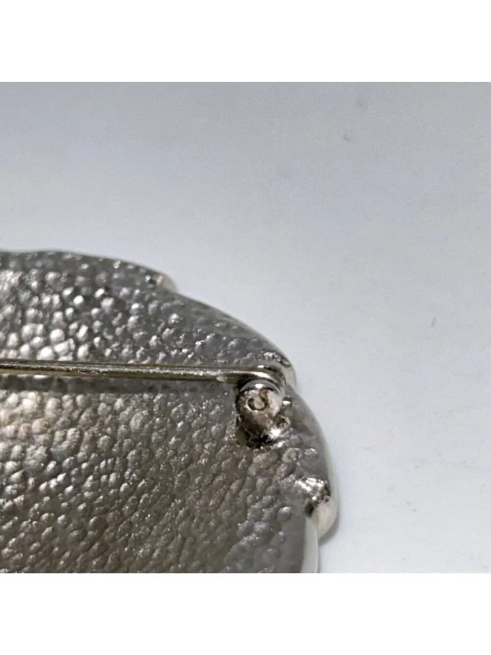 Vintage Puccini Silver-Tone Round Brooch With Textured White Center Statement